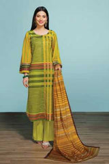 Nishat Linen 42001235 - Gold Printed Lawn, Cambric & Voil 3PC Summer Lawn 2020
