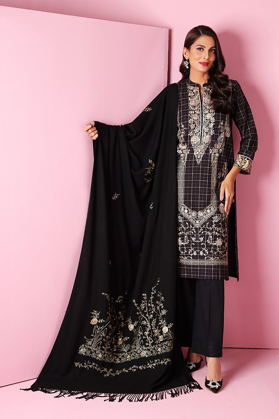 Nishat Linen 42205043 Embroidered Yarn Dyed 3PC Winter Being You 2022 Online Shopping