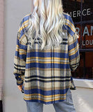 Womens Classic Plaid Color Block Button Down Shirt Jackets Blouses Tops 6020 Blue Small | Women's Casual Dresses