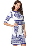 Women's Porcelain Print Work Sheath Business Pencil Dress | Women's Work Dresses