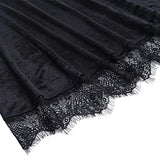 Womens V Neck Velvet Lace Ruffle Gothic Punk Party Spaghetti Strap Mini Dress | Women's Lace Dresses