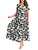 White Black Dresses Casual Plus Size Bohemian Short Sleeve Floral Long Maxi Summer Beach Swing Dress/Pockets - YESNO | Women's Casual Dresses