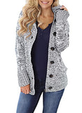 Women Hooded Knit Cardigans Button Cable Sweater Coat | Women's Sweaters