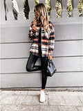 Autumn Womens Plaid Wool Oversized Jacket Ladies Long Sleeve Woolen Sweater Female Loose Spring Checked Fall Shirts Grid Coat Checkered Shirt | Women's Coat & Jacket