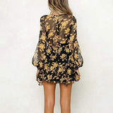 Women Casual Dresses New Long Sleeve V-Neck Floral Print Dress Spring Summer Daily Beach Dress | Original Brand | Women's Work Dresses