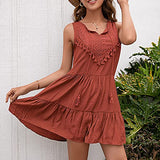 Summer Dresses for Women, Ladies V-Neck Sleeveless Summer Casual Lace Tassel Vacation Dress Party UK Size | Women's Work Dresses