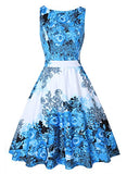 Owin Women's Floral 1950s Vintage Swing Cocktail Party Dress with Butterfly Pattern