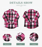 Women's Casual Long Sleeve Plaid Button Down Flannel Tops Blouses Loose Fitting Side Slit Sweatshirt 6020 C-Rosy XX-Large | Women's Casual Dresses
