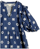 Women's Washed Linen Elbow Sleeve Split Neck Dress | Women's Casual Dresses