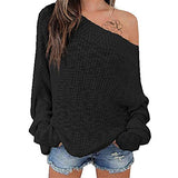 Women's Off Shoulder Sweater Batwing Sleeve Loose Oversized Pullover Knit Jumper