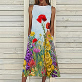 Women's Dress Sweet & Cute Dress Ladies Prints Summer O-Neck Ladies Pockets Sleeveless Dress Fancy Cocktail Dress Party Dress Maxi A-line Dress | Original Brand | Women's Cocktail Dresses