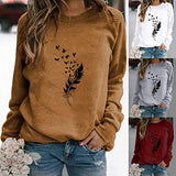 Sweatshirts for Women Autumn Winter Casual Pullover Blouses Tops Womens Sweatshirts Crewneck Print Long Sleeve Jumpers Sweatshirts Loose Sportswear Tops Size 10-20 UK | Original Brand