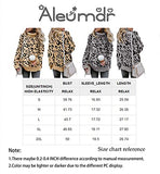 Aleumdr Womens Fashion Warm Turtleneck Long Sleeves Leopard Printed Chunky Loose Knit Jumper Pullover Sweater Khaki Black Small | Women's Sweaters
