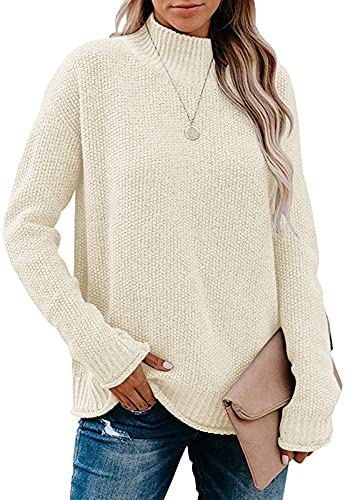 Women's Long Sleeve Turtleneck Cozy Knit Sweater Casual Loose Pullover Jumper Tops