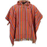 100% Woven Cotton Gheri Mexican Style Hooded Poncho