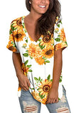 Womens Summer T-Shirts Casual V Neck Short Sleeve Loose Side Split Tops | Original Brand | Women's Tops and Blouses