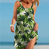 Women Dresses Sale Promotion Clearance Ladies Fashion Sexy Sleeveless Cute Cartoon Print Hem Loose Beach Dress UK Size Party Elegant Dress | Women's Work Dresses