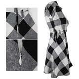 Women Long Sleeve Plaid Pattern Tunic Tops Shirt Casual Dress