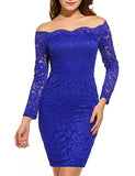 Women Off Shoulder Floral Lace Party Dress | Women's Formal Dresses
