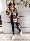 Autumn Womens Plaid Wool Oversized Jacket Ladies Long Sleeve Woolen Sweater Female Loose Spring Checked Fall Shirts Grid Coat Checkered Shirt | Women's Coat & Jacket