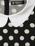 Women's Peter Pan Collar Contrast Polka Dots Heart A-Line Short Dress