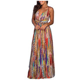 Women Long Dress Sling Print Beach Dress Sexy Backless Maxi Dresses Evening Party Sundress | Original Brand