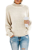 Ybenlow Womens Turtleneck Sweaters Batwing Long Sleeve Casual Loose Oversized Chunky Knit Pullover Jumper Tops | Women's Casual Dresses