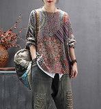 Maroon Multi Women Long Sleeve Jumpers Overd Graphic Knitted Sweater Crew Neck Loose Pullover Sweater Tops - Yesno | Women's Jumpers