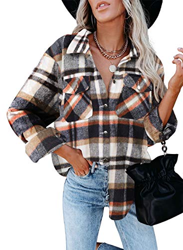 Dokotoo Womens Corduroy Button Down Shirts Boyfriend Long Sleeve Oversized Blouses Tops