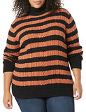 Black Caramel Stripes Women's Fisherman Cable Roll-neck Jumper - Ae Store | Women's Jumpers