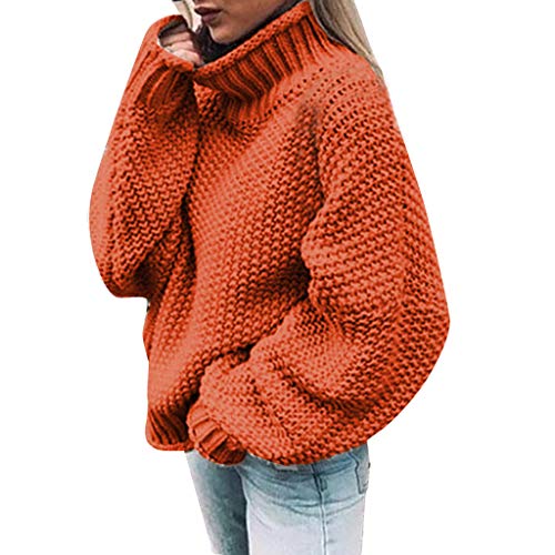 Womens Turtleneck Sweaters Plus Size Long Sleeve Waffle Chunky Knit Casual Loose Pullover Sweater Winter Warm Jumper Top