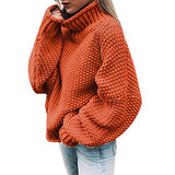 Womens Turtleneck Sweaters Plus Size Long Sleeve Waffle Chunky Knit Casual Loose Pullover Sweater Winter Warm Jumper Top | Women's Sweaters