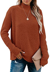 MEROKEETY Women's Long Sleeve Turtleneck Cozy Knit Sweater Casual Loose Pullover Jumper Tops