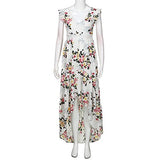 Sexy Backless Asymmetrical Lace Maxi Dress Women Summer Floral Flowy Deep V Neck Dresses | Women's Casual Dresses