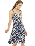 Women's Summer Sleeveless Spaghetti Strap Dress Knee Length Smocked Backless Slip Floral Dresses