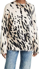 Women's Cheetah Oversized Crew Neck Sweater  