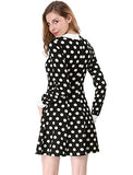 Women's Peter Pan Collar Contrast Polka Dots Heart A-Line Short Dress