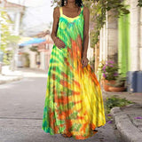 Women's Casual Summer Dress Tie Dye Print Retro Maxi Dress Sleeveless Loose Tops Off Shoulder Vest Dress Casual Wear Party Beach Dresses | Women's Work Dresses