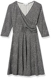 Women's Three Quarter Sleeve Faux Wrap Fit and Flare Dress | Women's Work Dresses