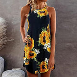 Summer Dresses for Women, Ladies Summer Sleeveless Floral Striaght Casual Strappy Print Mini Dress Party UK Size | Women's Work Dresses