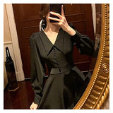 Dresses Office Ladies Long Sleeve Black Dress Women Party One Piece Dress Autumn (Color : C, Size : M code) | Women's Work Dresses