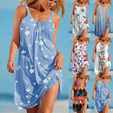 Spring Dresses for Women 2022 Floral Print Sleeveless Sundresses Short Mini Dress Casual Loose Travel Sundress | Original Brand