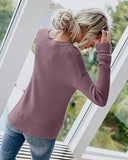 Breampot Women Cable Knit Jumper Casual Basic Long Sleeve Pullover Sweater Tops(Y-Pink,Small) | Women's Sweaters