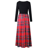 Women's Plaid Long Sleeve Empire Waist Full Length Maxi Dress