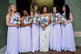 COEYOUES Women's One Shoulder Bridesmaid Dress Chiffon Long Prom Dress Formal Evening Gown