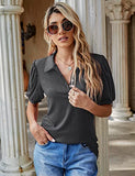 Womens Casual Polo Shirt Button Down V Neck Short Sleeve Loose Blouses | Original Brand | Women's Tops and Blouses