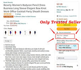 Women's Bodycon Pencil Dress Business Long Sleeve Elegant Bow Knot Work Office Cocktail Party Sheath Dresses | Women's Work Dresses