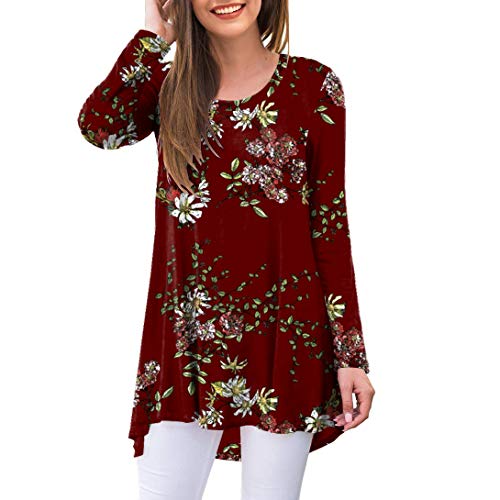 AWULIFFAN Women's Casual Round Neck Loose Tunic T Shirt Blouse Tops | Women's Casual Dresses