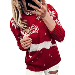 Vicbuy Ugly Christmas Sweaters for Women Novelty Xmas Reindeer Themed Knitted Holiday Sweater Long Sleeve Pullover Jumper