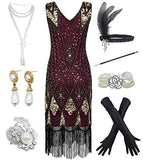 1920s Vintage Flapper Floral Fringe Beaded Gatsby Party Plus Dress W/ 20s Accessories
